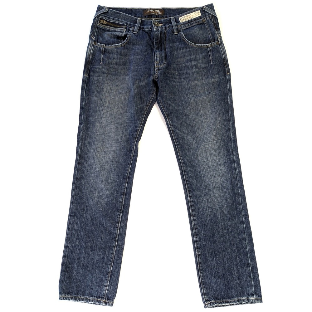 JNCO 85 Crownbrand Mens Straight Leg Jeans Dark Wash Blue Denim Y2K 31x30 M1002D